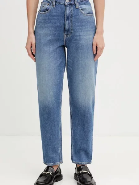 Tommy Jeans blugi mom fit pentru femei albastru
