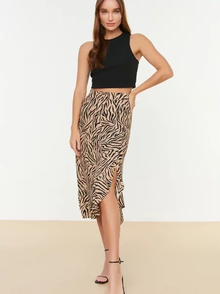 Fustă Trendyol tricotate portocaliu