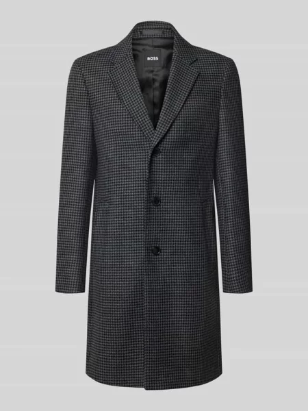 Płaszcz wełniany o kroju regular fit ze wzorem na całej powierzchni model Boss czarny