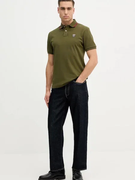 Однотонное поло Hackett London зеленое