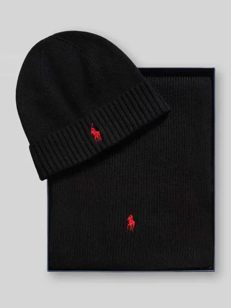 Polo Ralph Lauren czapka i szalik wełniane czarna