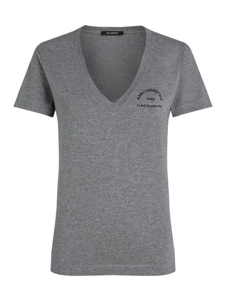 Karl Lagerfeld Tricou Rue St-Guillaume gri negru