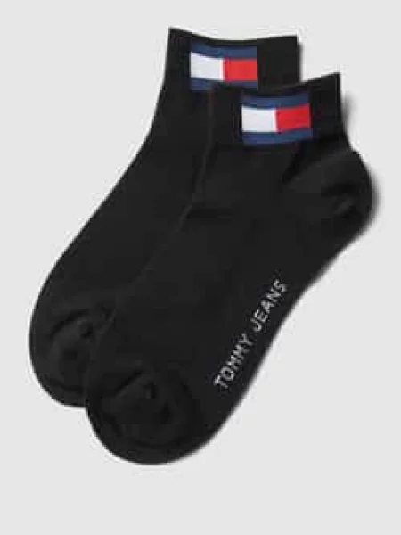 Krótkie skarpety z nadrukiem z logo w zestawie 2 szt. Tommy Jeans czarne