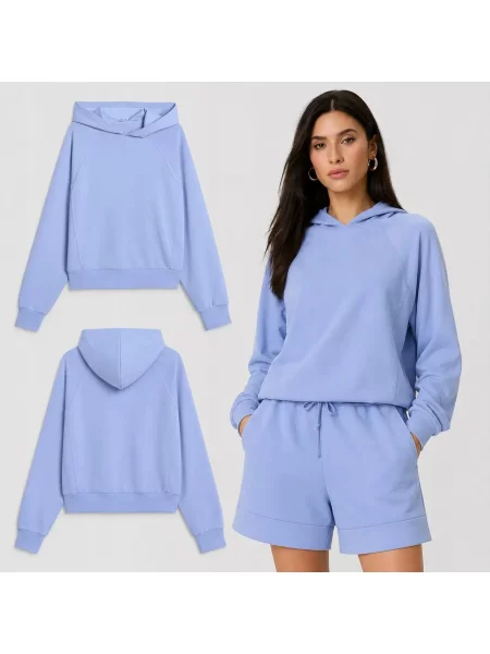 BLUZA 4F DRESOWA NIEROZPINANA Z KAPTUREM Z MODALEM niebieski