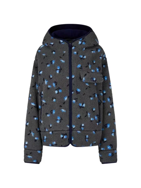 Geacă Tomboy cu model floral cu glugă cu imagine gri