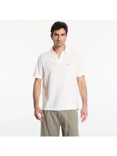 Тениска Tommy Hilfiger V Neck Crepe Classic Polo Tee Ivory Petal S