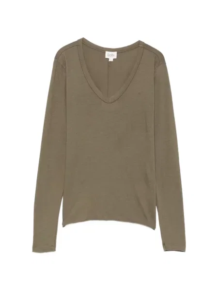 Lung tricou Bobi cu decolteu în V verde