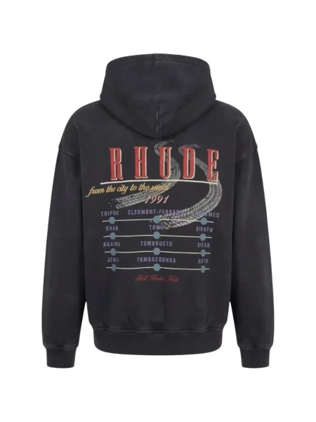 Hanorac cu glugă Rhude cu imagine negru