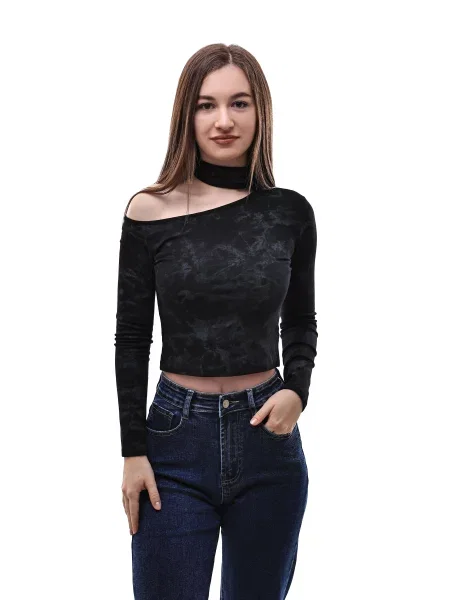 Лонгслів STREAM віскоза/поліестер чорний