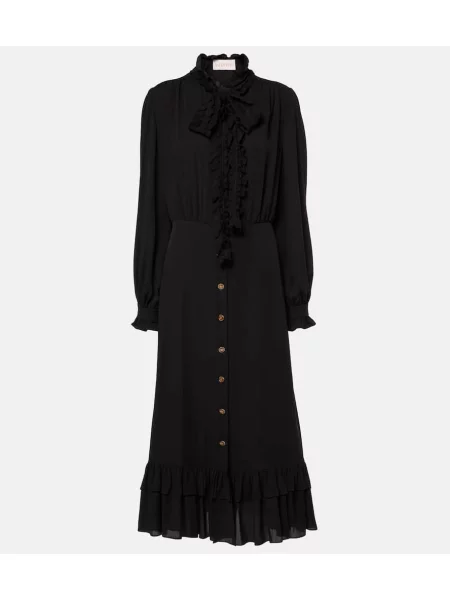 Rochie midi Valentino de mătase până la genunchi de costum negru
