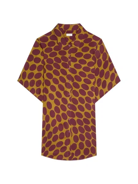 Sukienka koszulowa Dries Van Noten z nadrukiem żółta