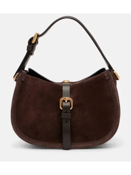 Geanta crossbody Etro din piele de căprioară maro