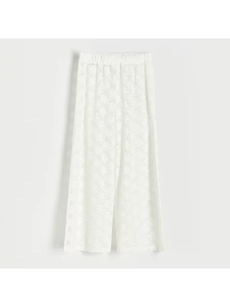 Reserved Spodnie z koronki Kremowy