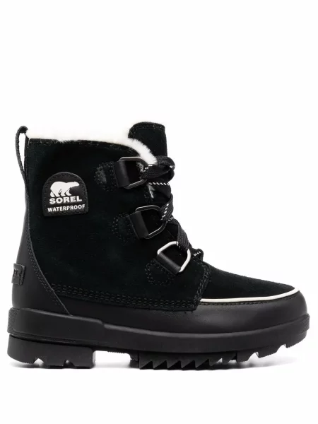 Semišové kožešinový lem kotníkové boty Sorel černé