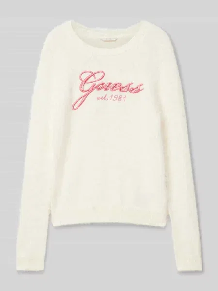 Sweter z dzianiny z wyhaftowanym logo Guess