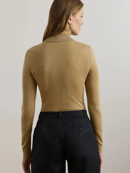 Светр з домішкою шовку Lauren Ralph Lauren легкий гольф бежевий