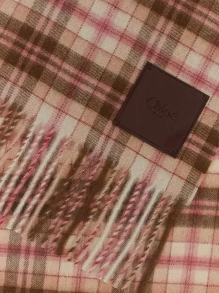 Fular Chloé din cașmir roz