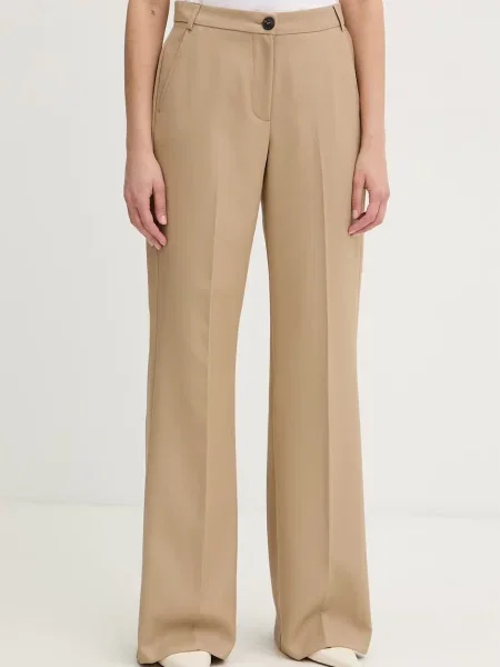 Max&Co. pantaloni pentru femei cu amestec de lână MCOESTROSO bej