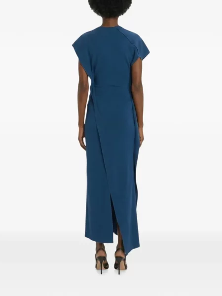 Rochie midi Victoria Beckham asimetrică albastru