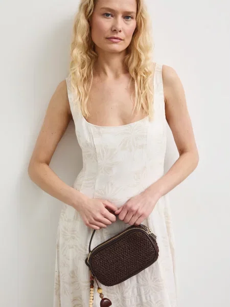 Medicine crossbody torbica pletena rjava