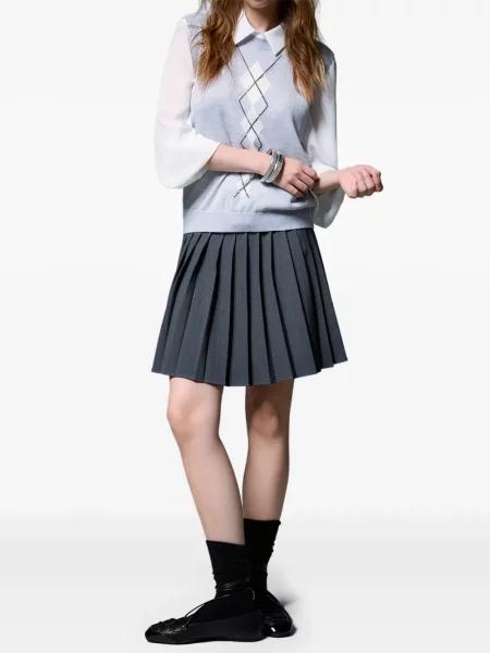 Vestă Liu Jo de lână cu model argyle gri