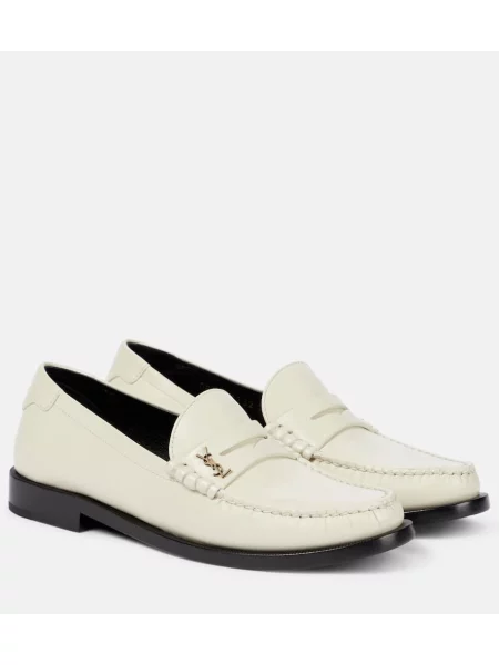 Usnjene loaferke Saint Laurent bela
