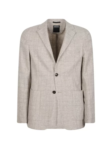 Sacou Zegna de lână în carouri maro