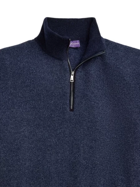 Pulover Ralph Lauren Purple Label de jumătate de fermoar albastru