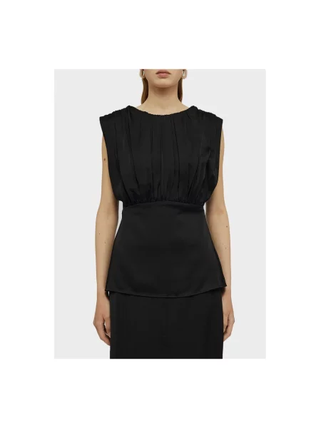 Top Jil Sander z falbankami czarny