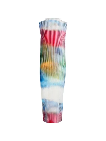 Rochie midi Issey Miyake cu imagine plisată până la genunchi alb