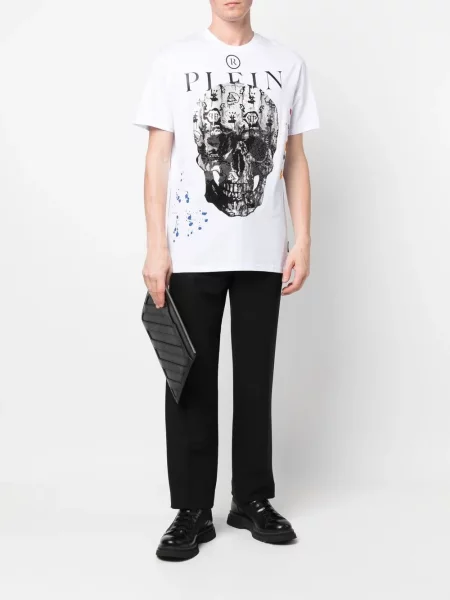 Krátké tričko Philipp Plein s potiskem bílé