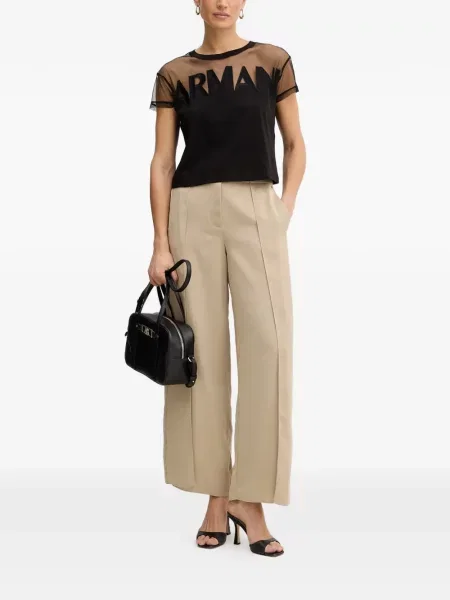 Hálós póló Armani Exchange autogrammal fekete