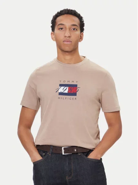 Tommy Hilfiger Marškinėliai Linear Flag smėlio
