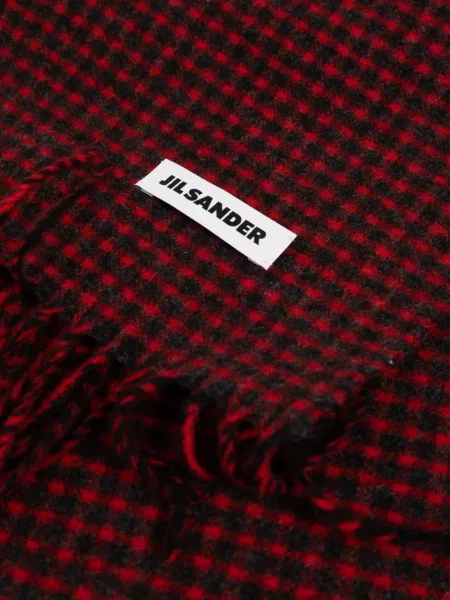 Вълнен шал Jil Sander с ресни червено