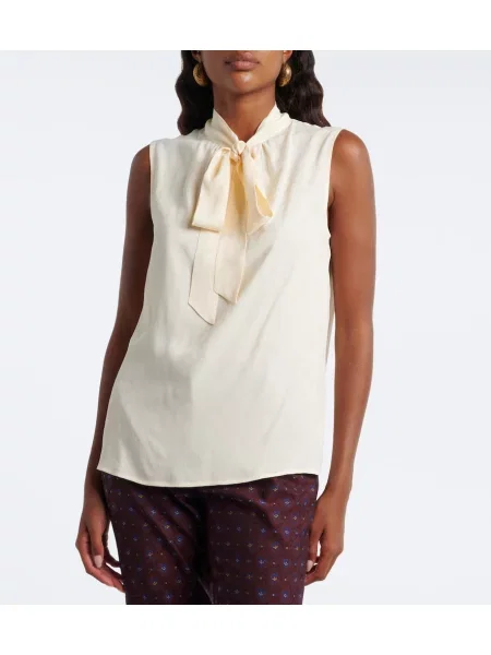 Top Etro cu model paisley din jacard alb