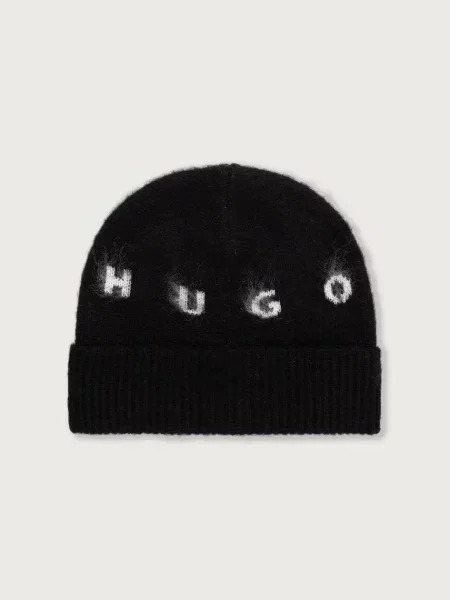 HUGO căciulă bărbătească cu amestec de lână Xine negru
