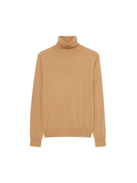 Sweter z golfem Brooks Brothers wełniany do golfa brązowy