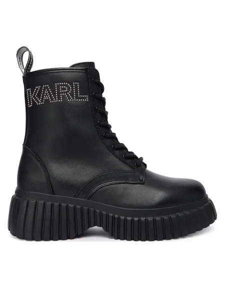 Karl Lagerfeld Šnurovacie členkové čižmy čierna