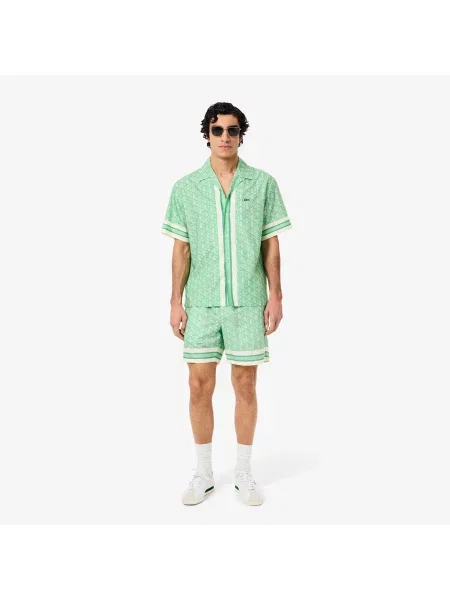 Lacoste Lekkie Szorty Z Nadrukiem Monogramu zielony