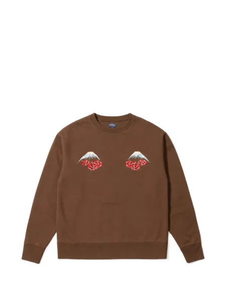 Hanorac crewneck Tailor Toyo cu broderie cu decolteu rotund maro