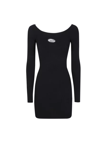 Dzianinowa sukienka mini Diesel garniturowa prążkowana czarna
