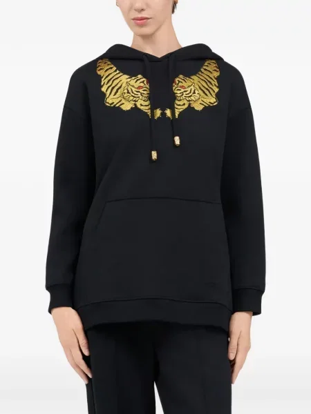 Hoodie Roberto Cavalli με ρίγες τίγρη με κορδόνι μαύρο