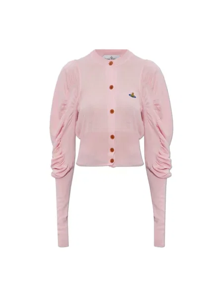 Kardigan Vivienne Westwood wełniany o krotszym kroju różowy