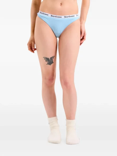 Chiloți tanga Juicy Couture cu autograf albastru