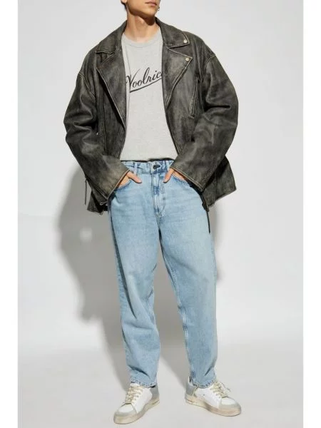 Raštuotas marškinėliai Woolrich pilka