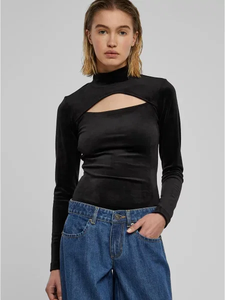 Heláncă Urban Classics de catifea negru