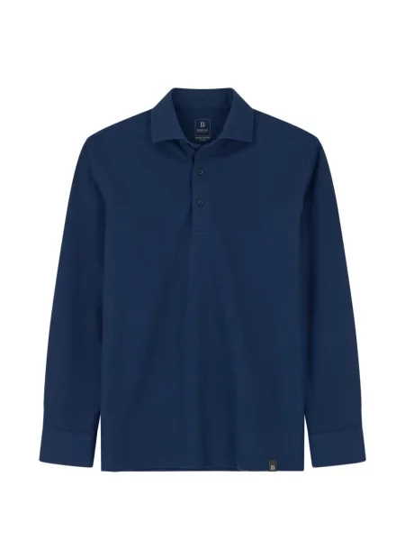 Tricou polo Boggi Milano din jerseu albastru