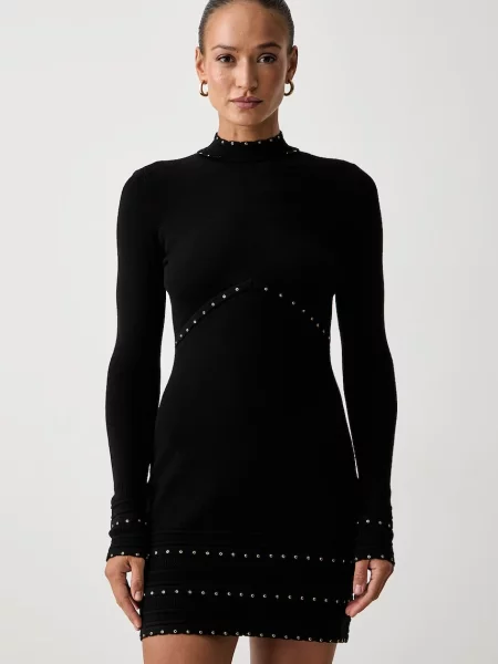 Twinset rochie tricotată cu vâscoză negru