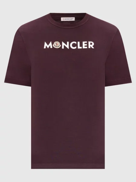 Бордова футболка з принтом логотипа Moncler
