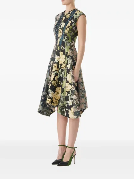 Φλοράλ μίντι φόρεμα Jason Wu Collection ζακάρ μαύρο